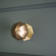 Satin brass faceted centre door knob