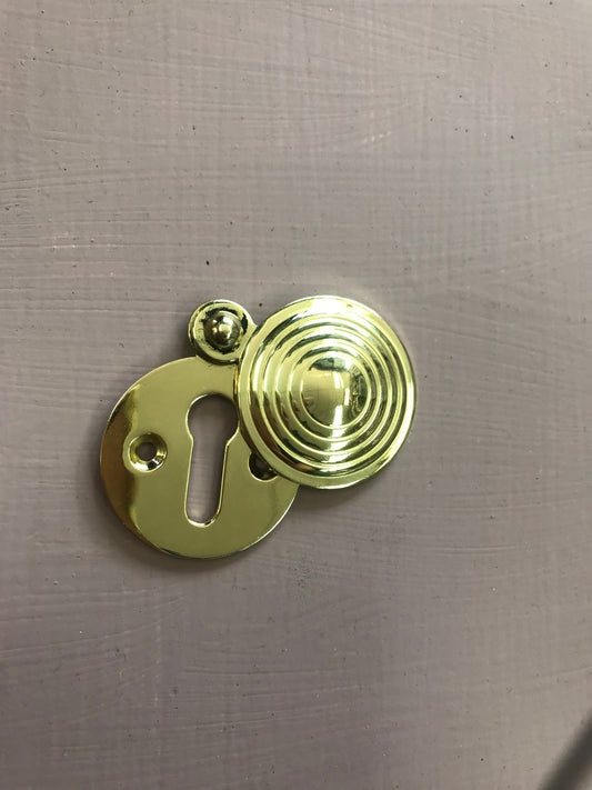 Polished brass reeded escutcheon