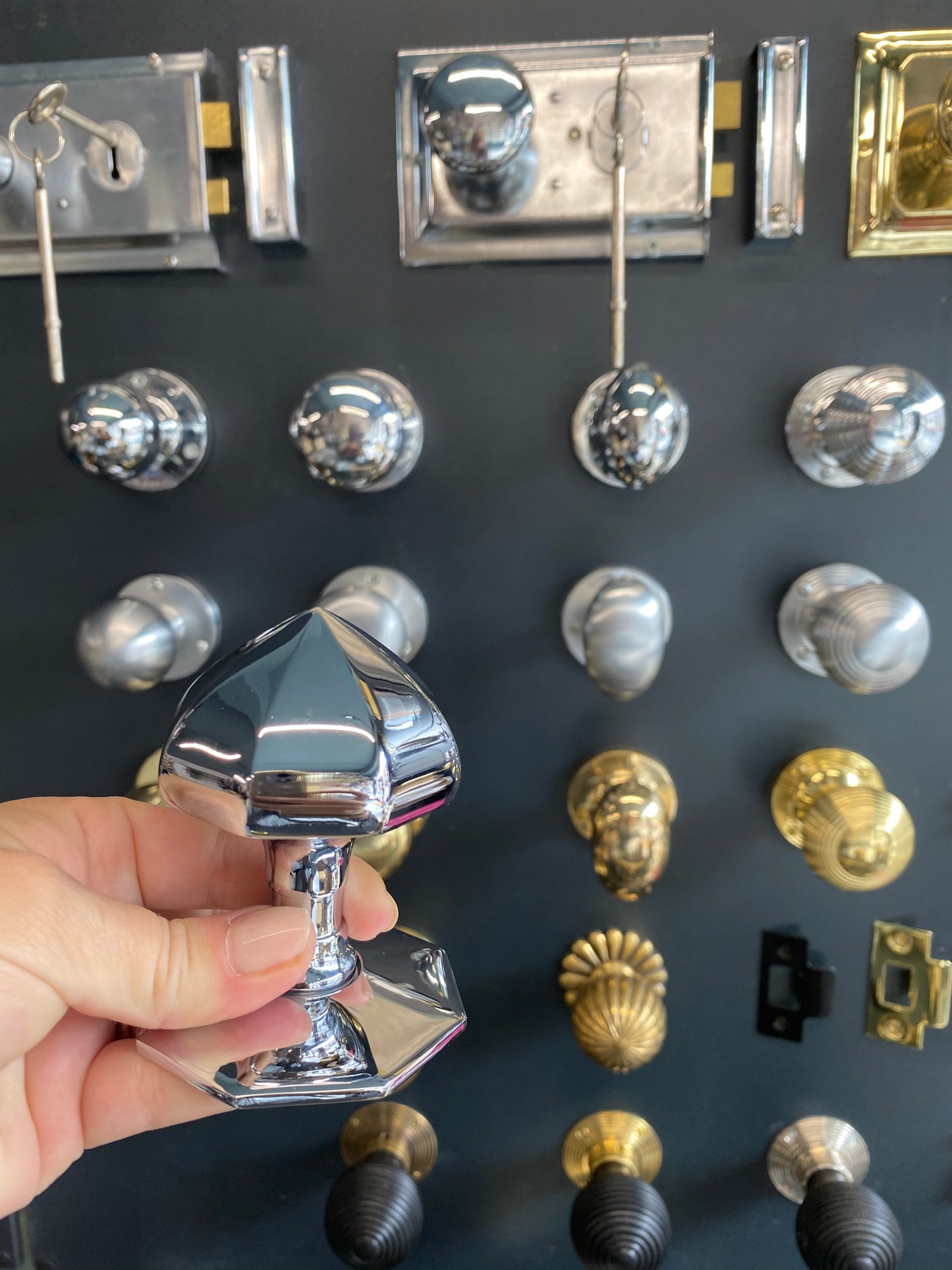 Faceted centre door knob Polished Chrome