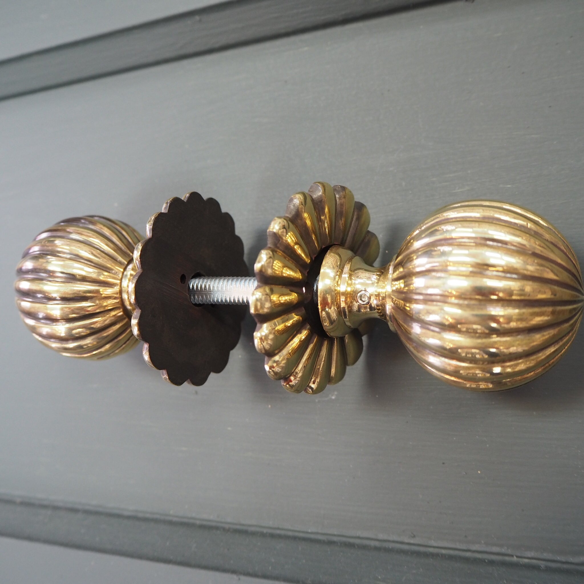Aged brass flower mortice knob