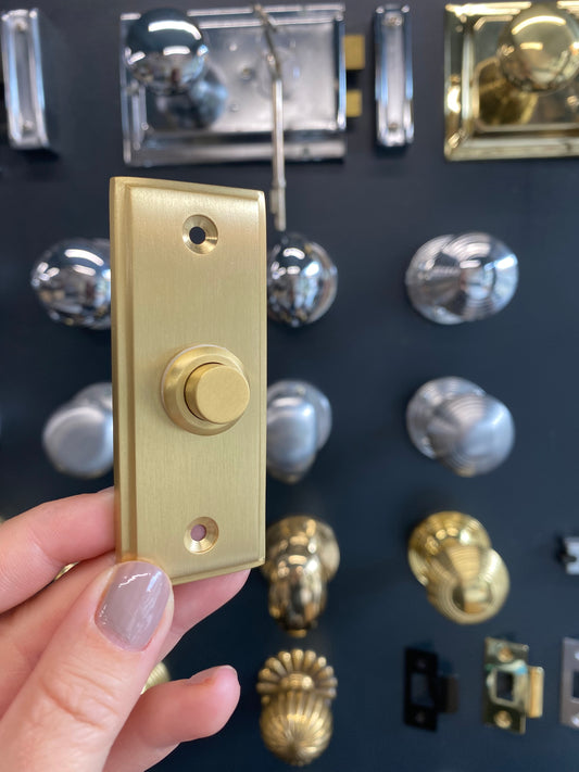 Satin brass bell push