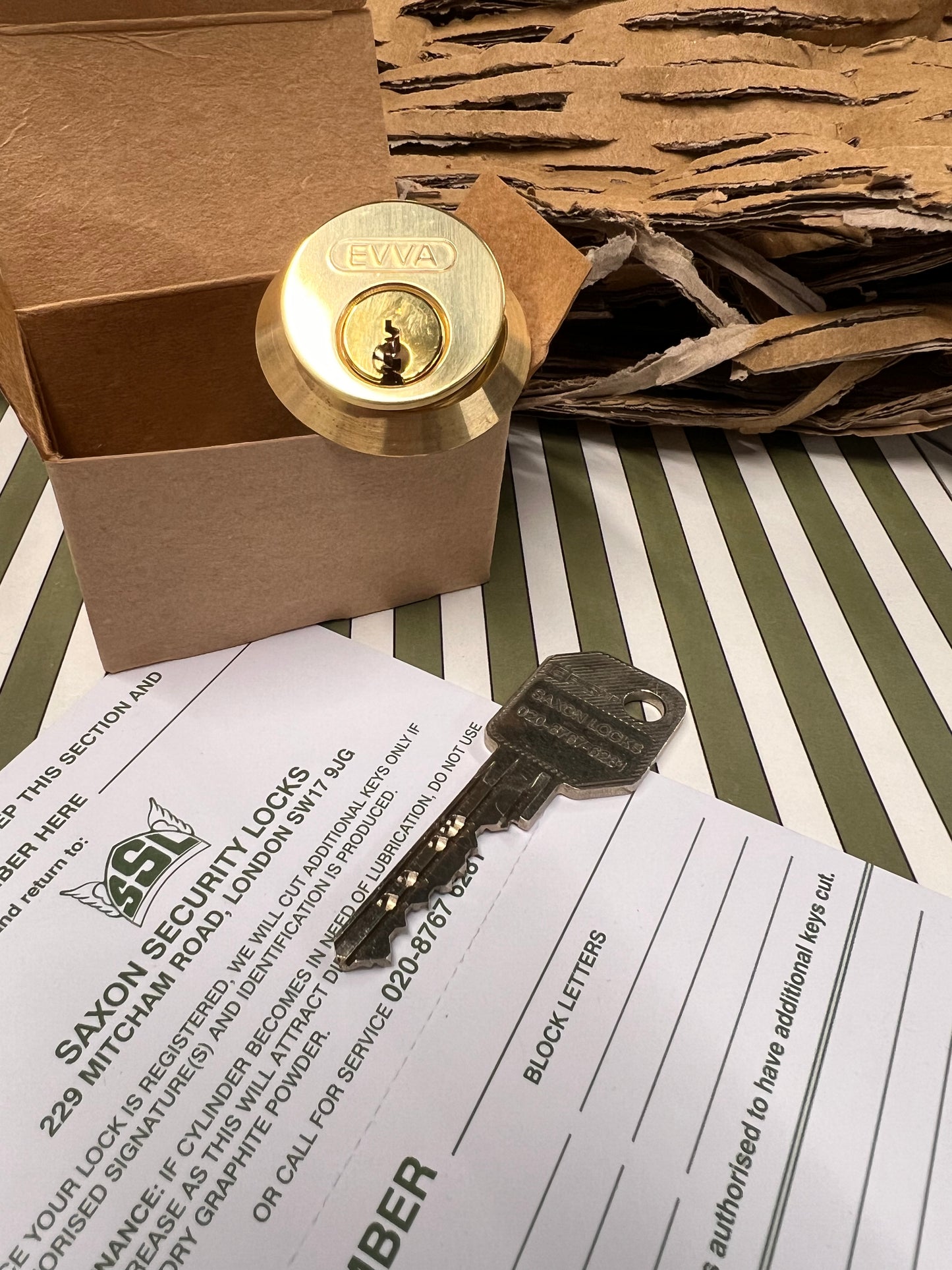 Saxon EPS registered security cylinder in polished brass