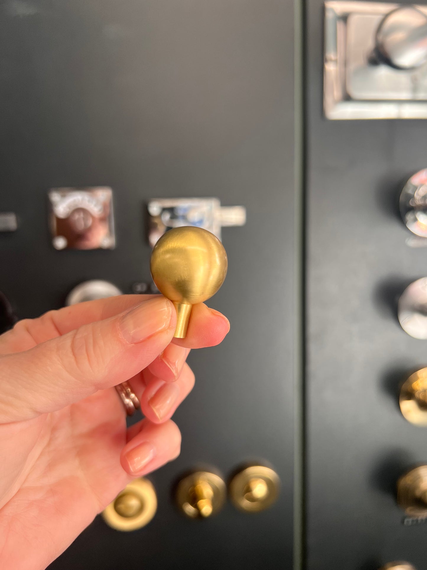 Sphere cabinet knob in satin brass