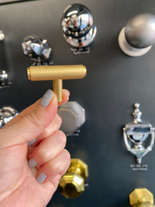 Knurled T-Bar Cabinet Knob in Satin Brass