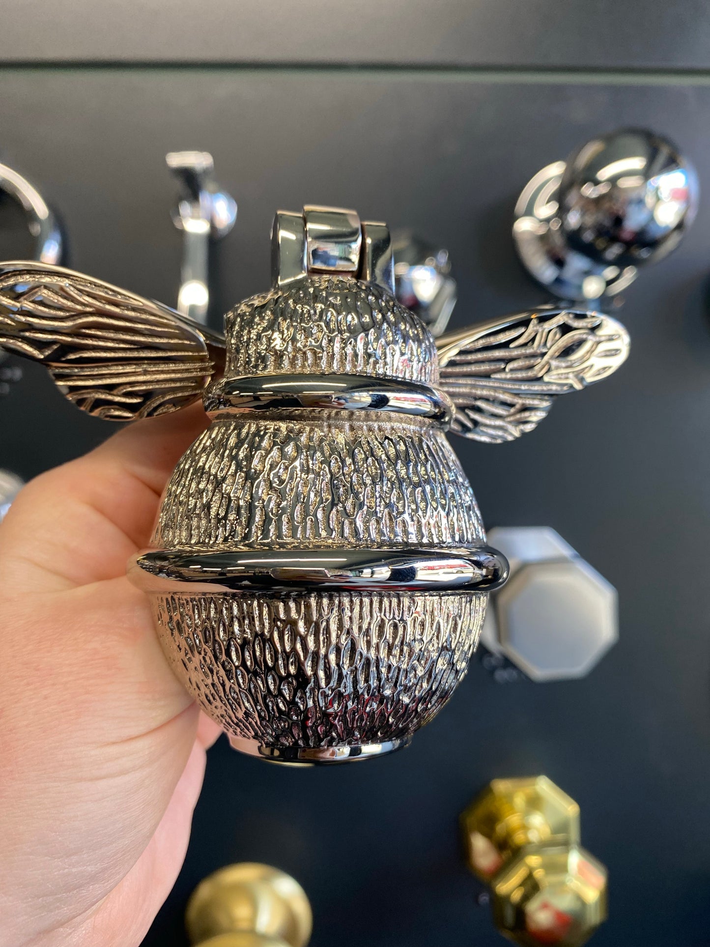 Bright Nickel Brass Bee Knocker