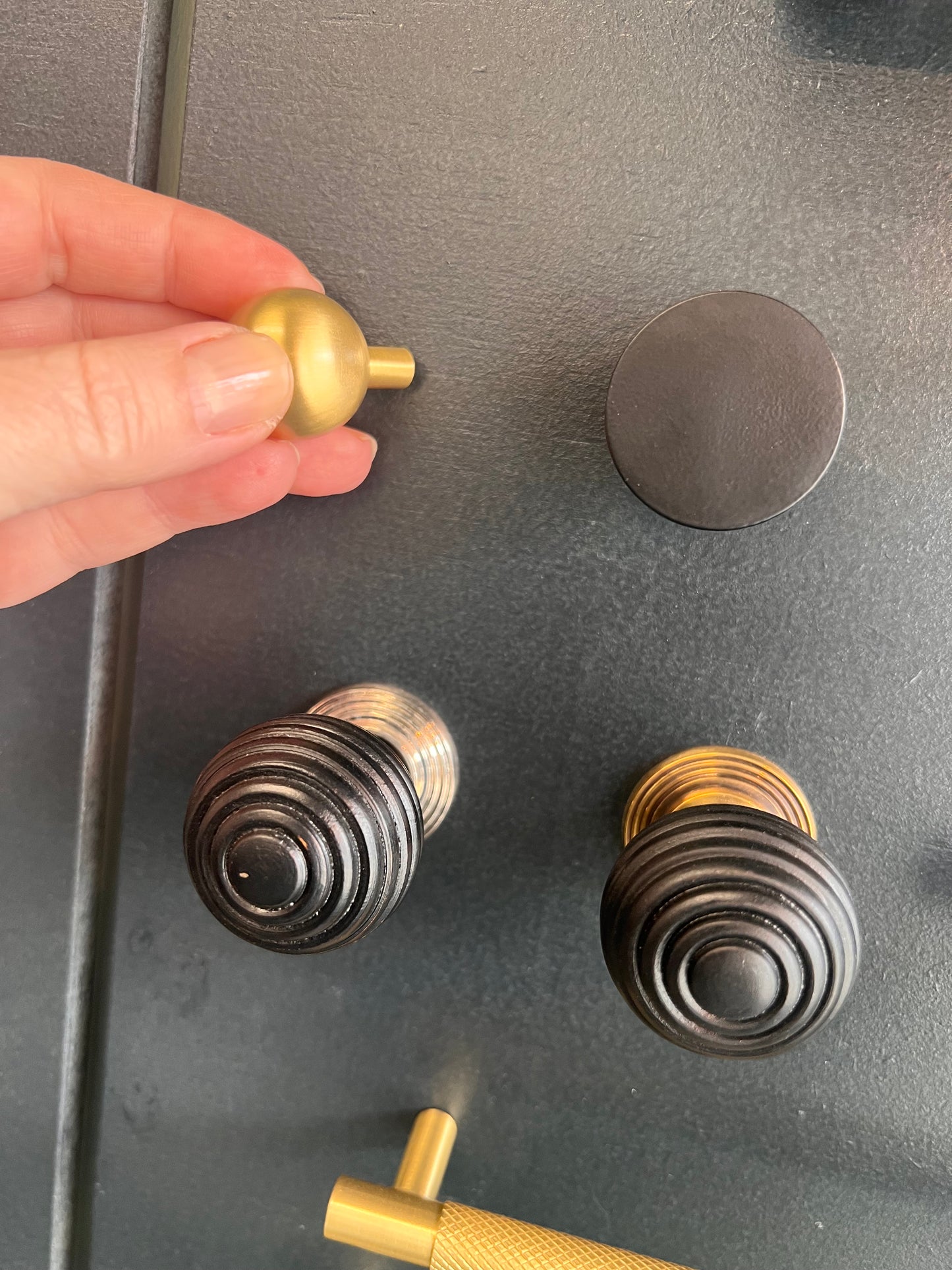 Sphere cabinet knob in satin brass