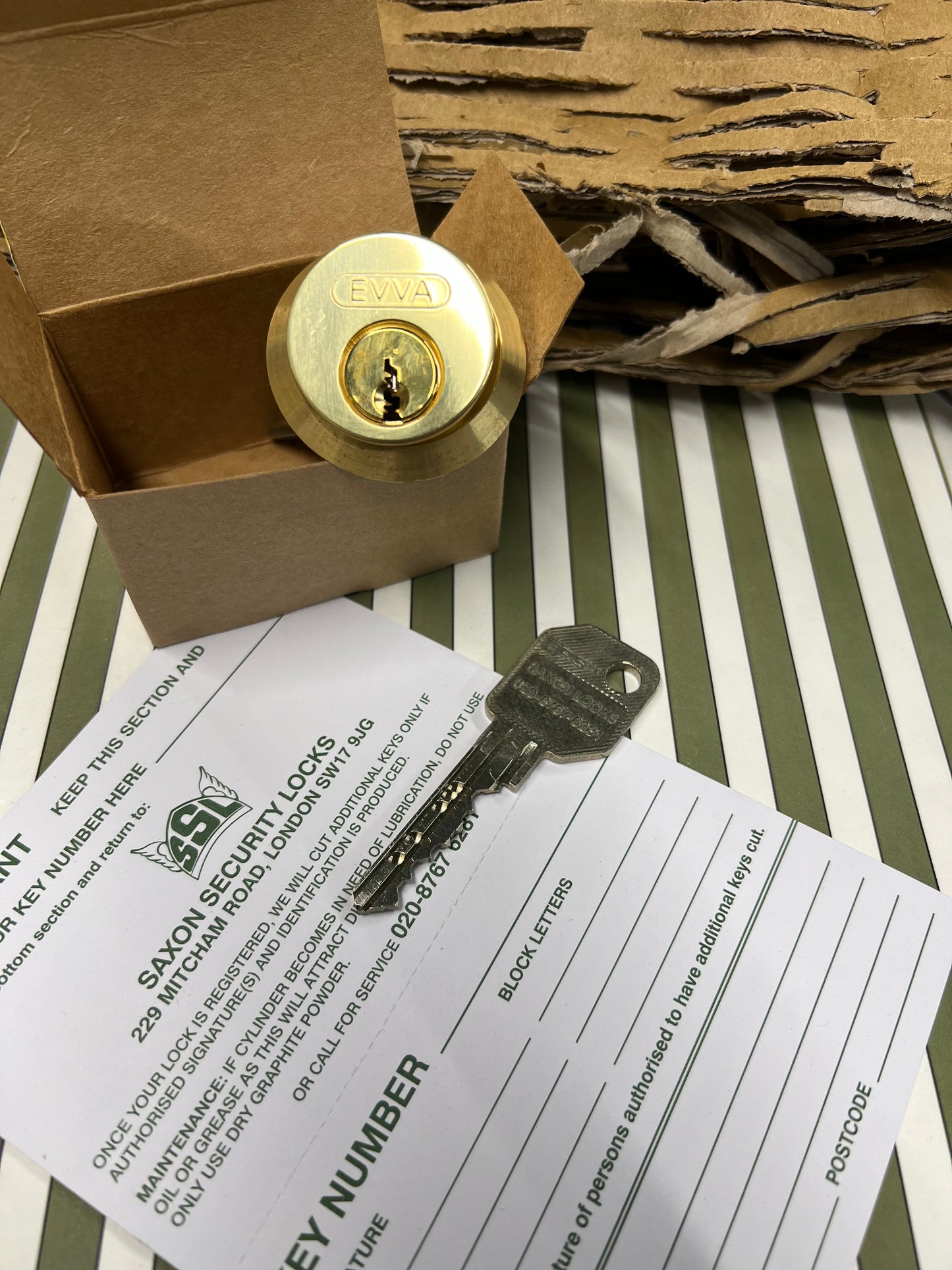 Saxon EPS registered security cylinder in polished brass