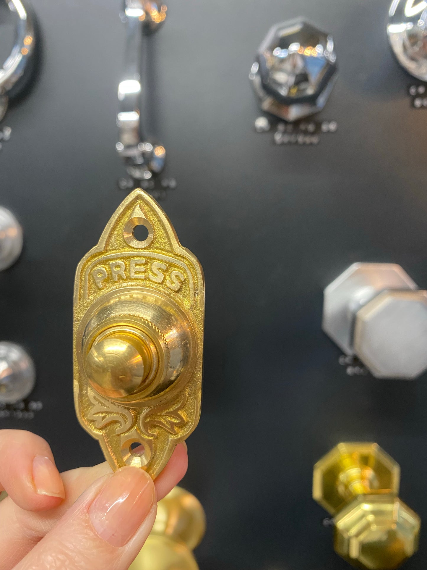 Solid brass bell push