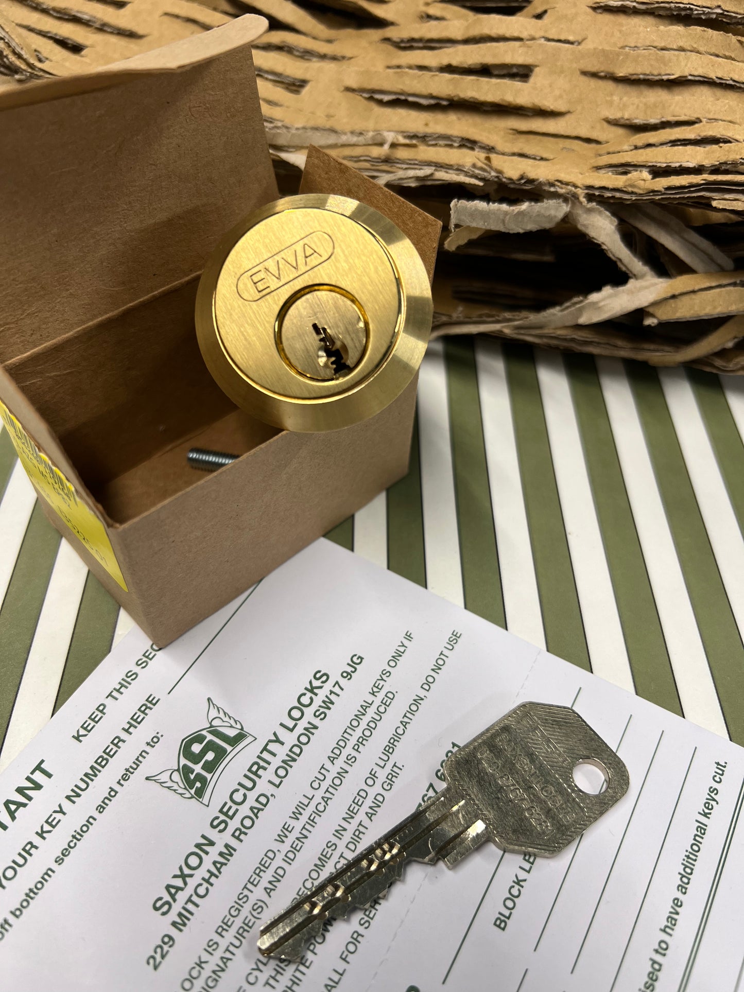 Saxon EPS registered security cylinder in satin brass