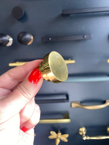 Polished brass stepped cupboard knob 32mm