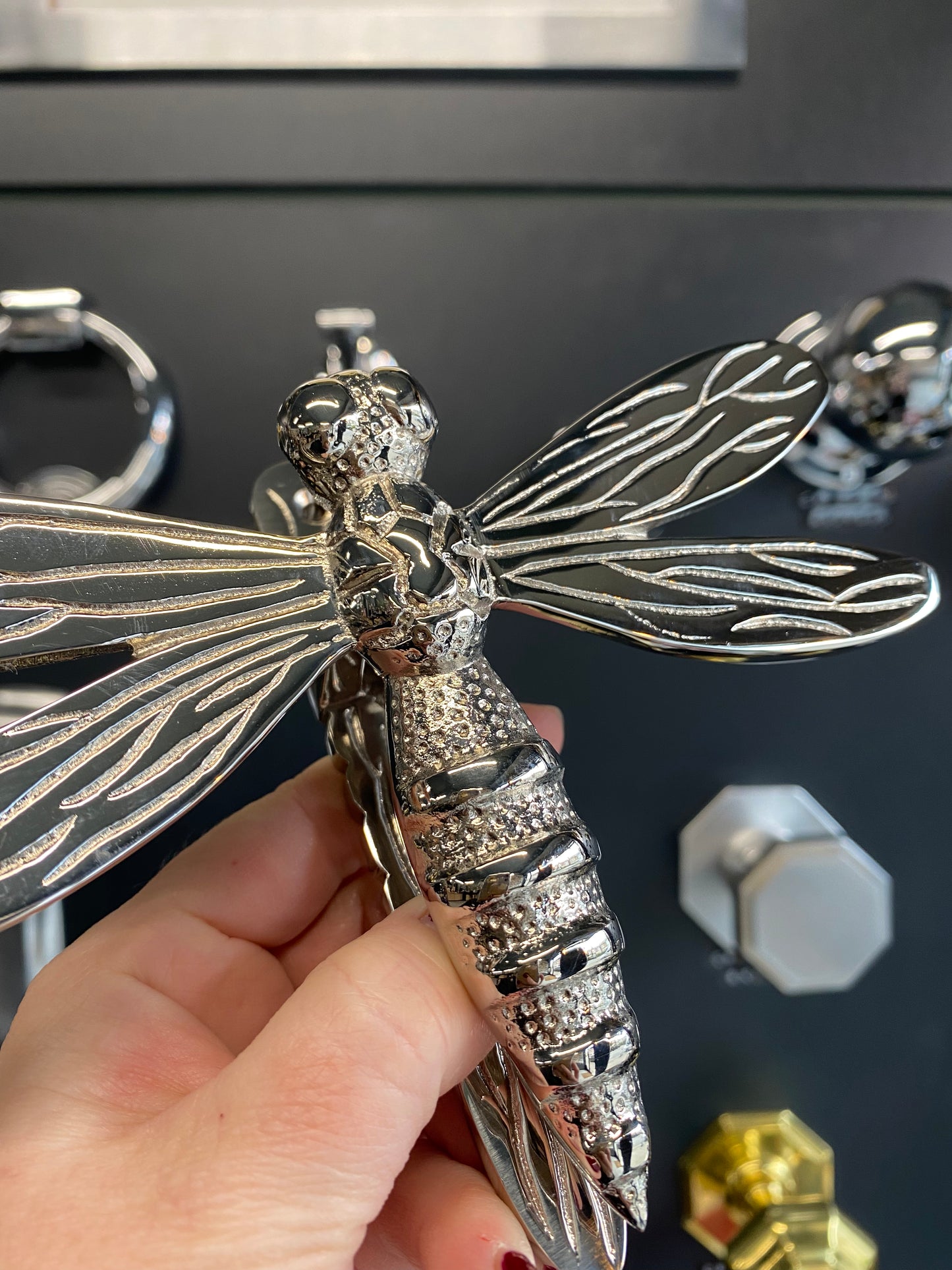 Nickel Dragonfly Door Knocker