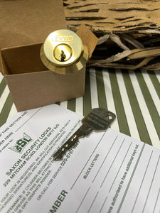 Saxon EPS registered security cylinder in polished brass