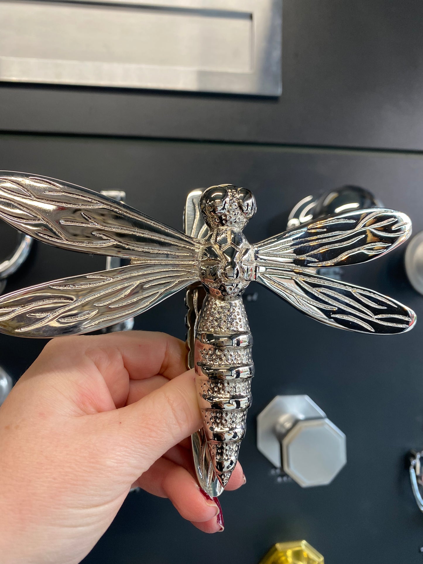 Nickel Dragonfly Door Knocker