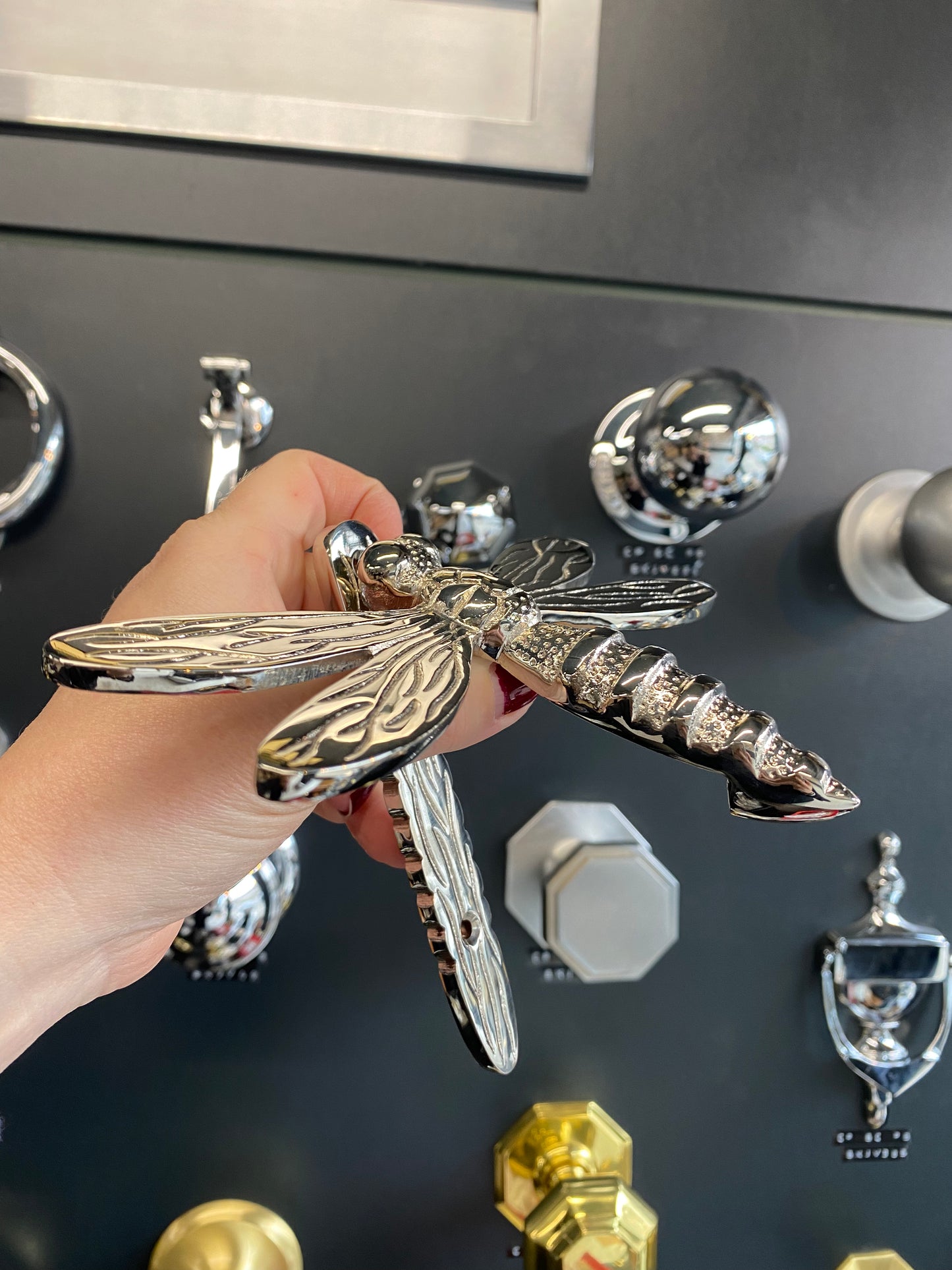 Nickel Dragonfly Door Knocker