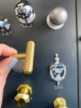 Load image into Gallery viewer, Knurled T-Bar Cabinet Knob in Satin Brass