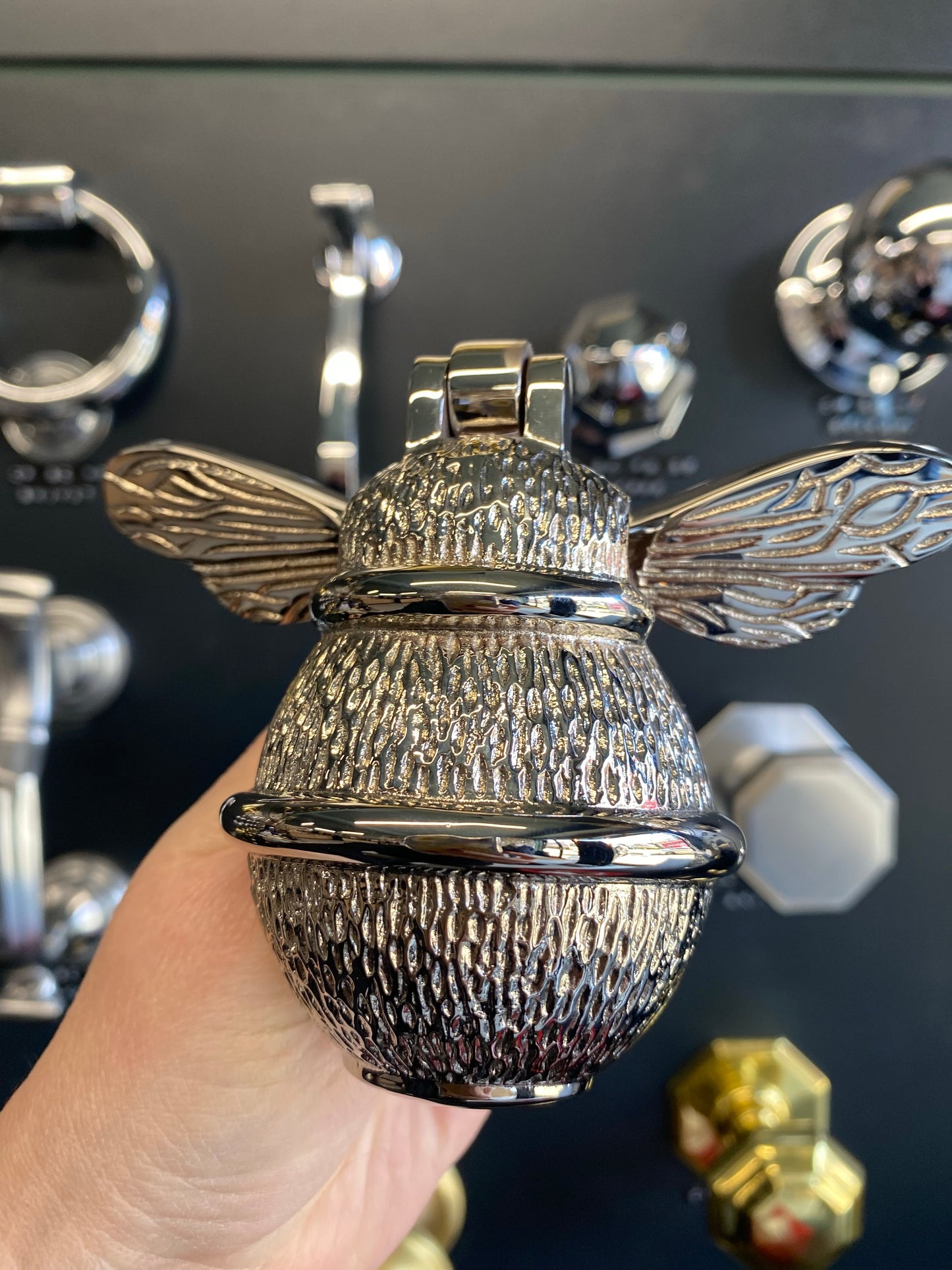 Bright Nickel Brass Bee Knocker