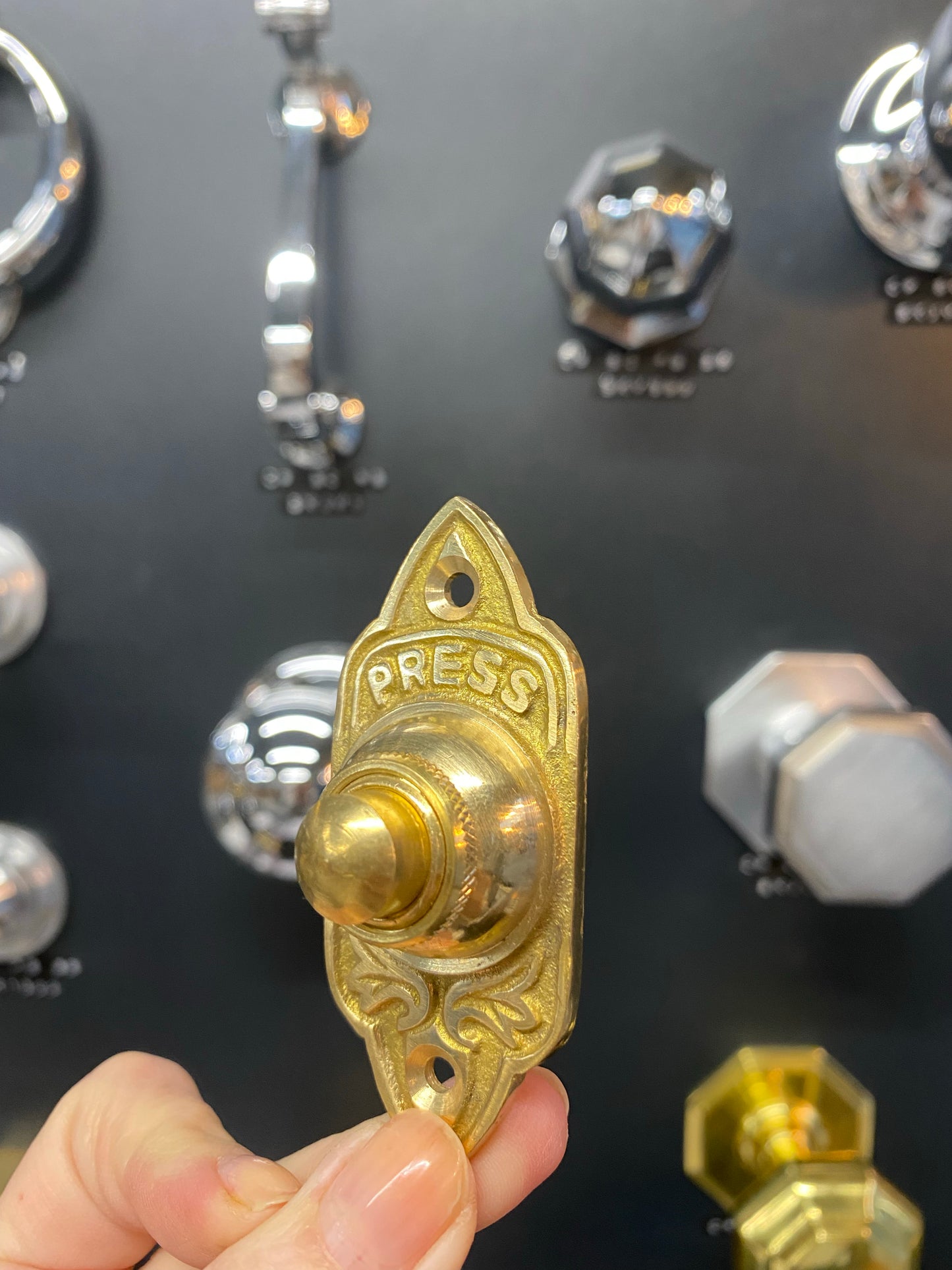 Solid brass bell push