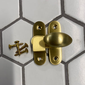 Cabinet hook and plate in satin brass