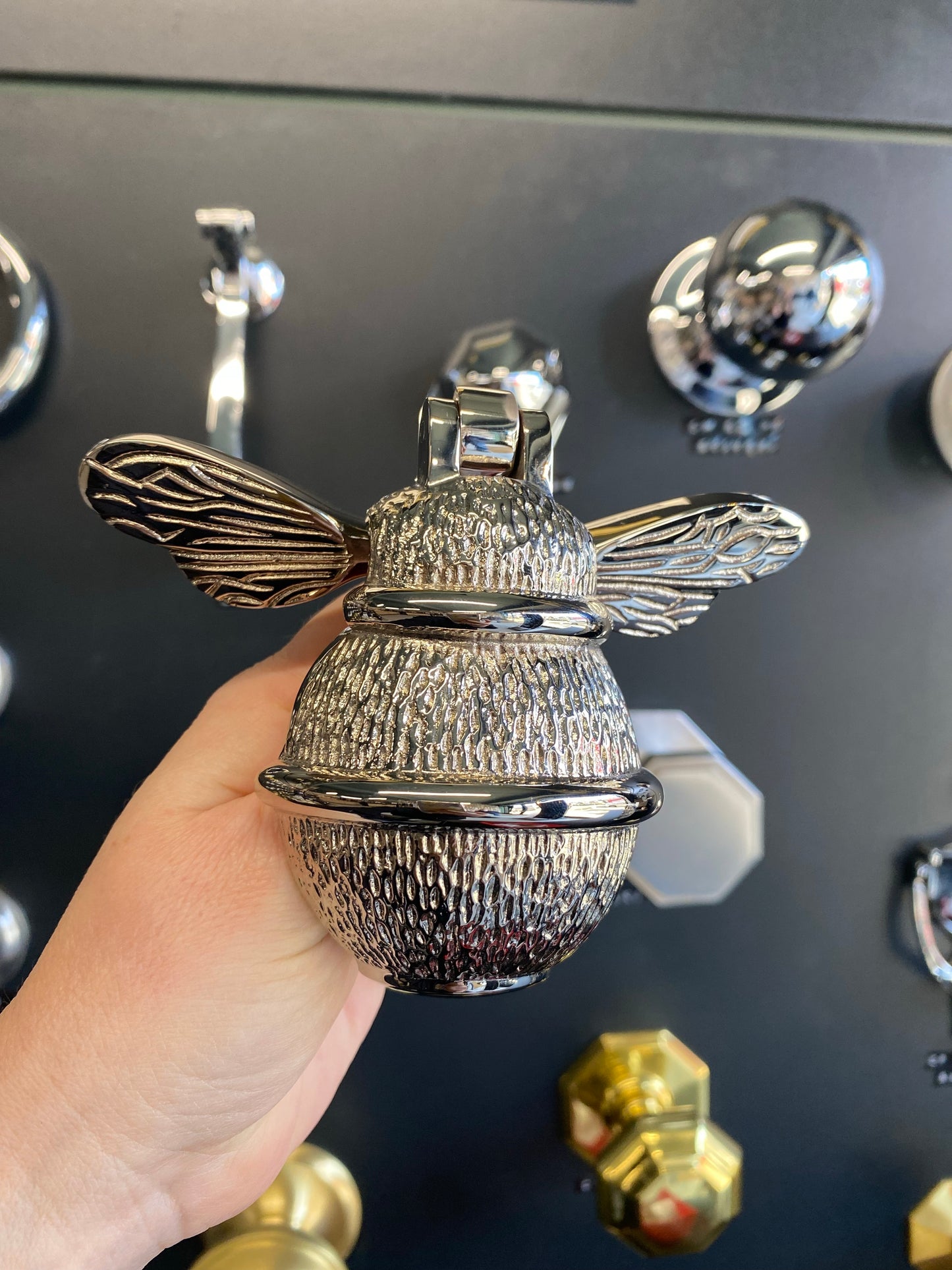 Bright Nickel Brass Bee Knocker